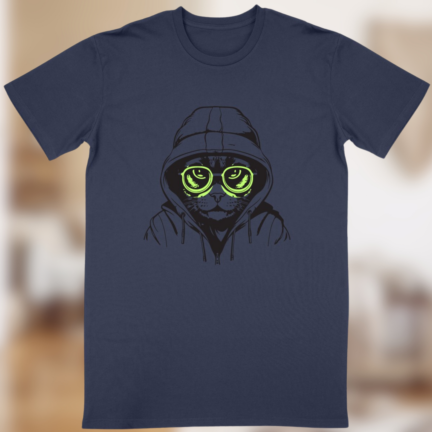 T-shirt “Street Cat” – Style félin & lunettes qui flashent 😼🟢