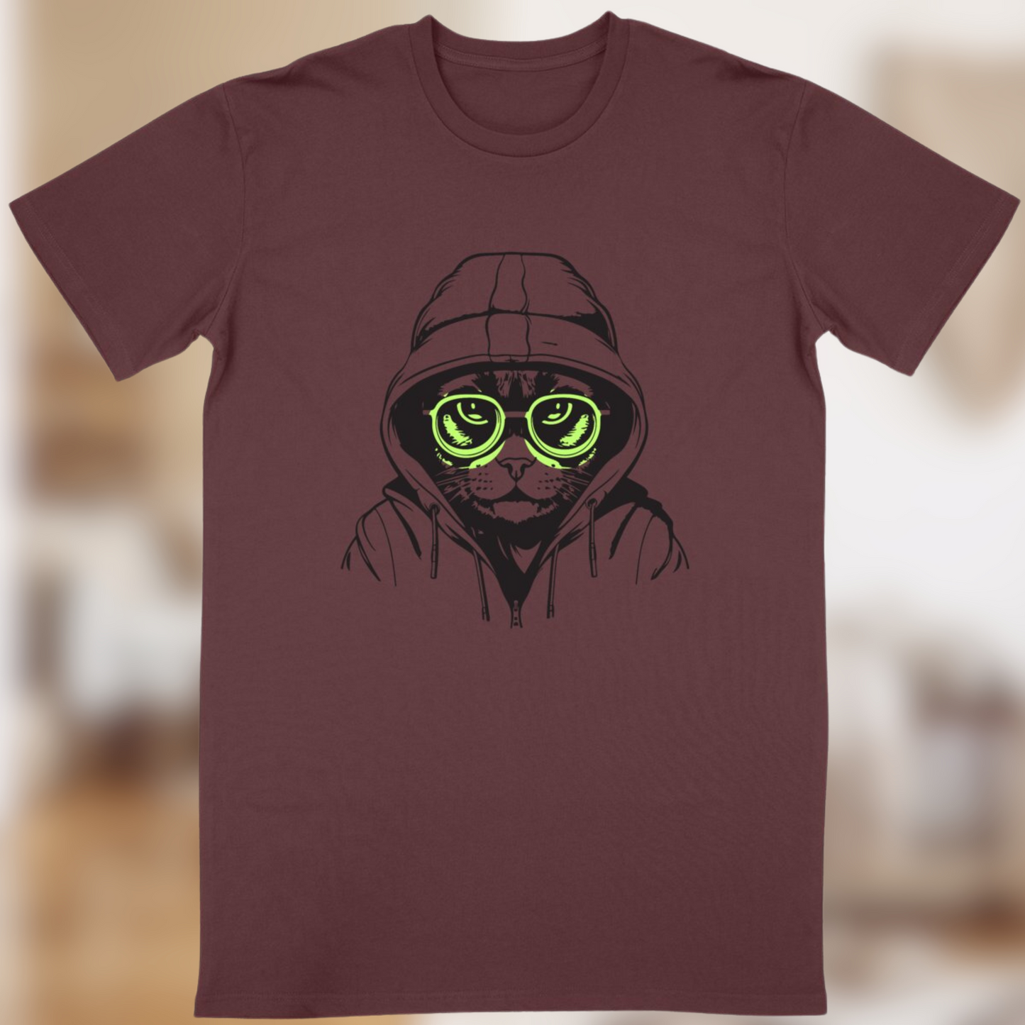 T-shirt “Street Cat” – Style félin & lunettes qui flashent 😼🟢