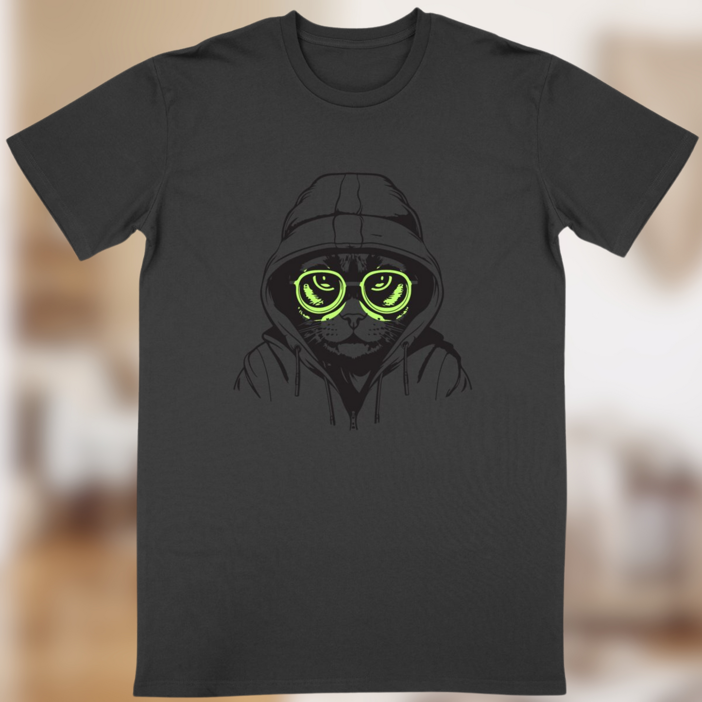 T-shirt “Street Cat” – Style félin & lunettes qui flashent 😼🟢