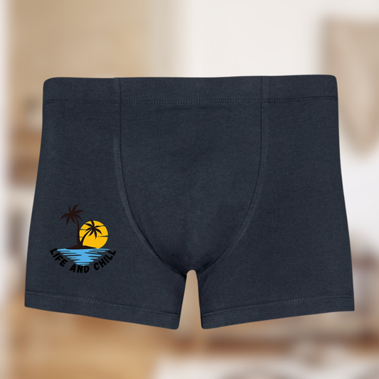 Boxer “Life & Chill” – Soleil couchant, confort montant 🌴☀️