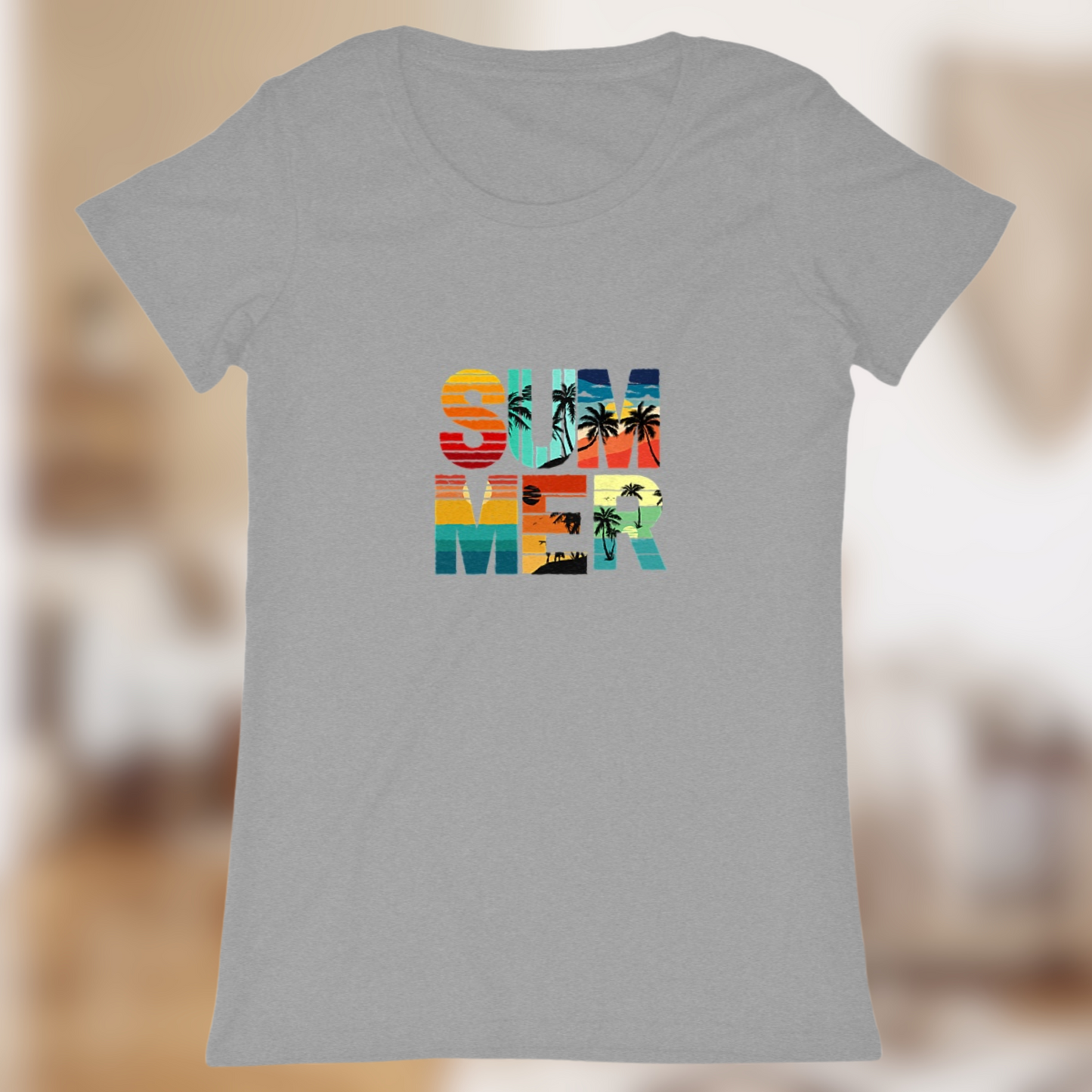 T-shirt Femme "Summer" – Ambiance tropicale, silhouette ensoleillée🌴☀️