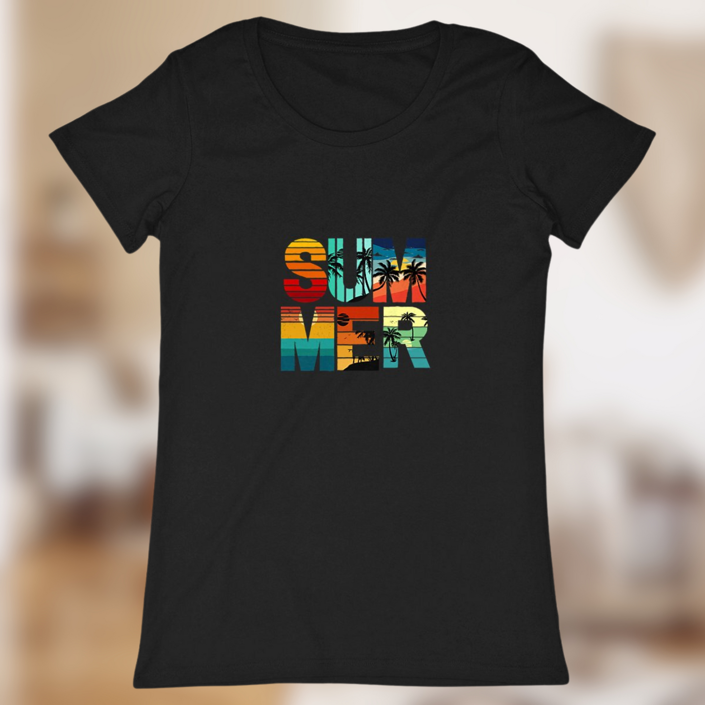 T-shirt Femme "Summer" – Ambiance tropicale, silhouette ensoleillée🌴☀️
