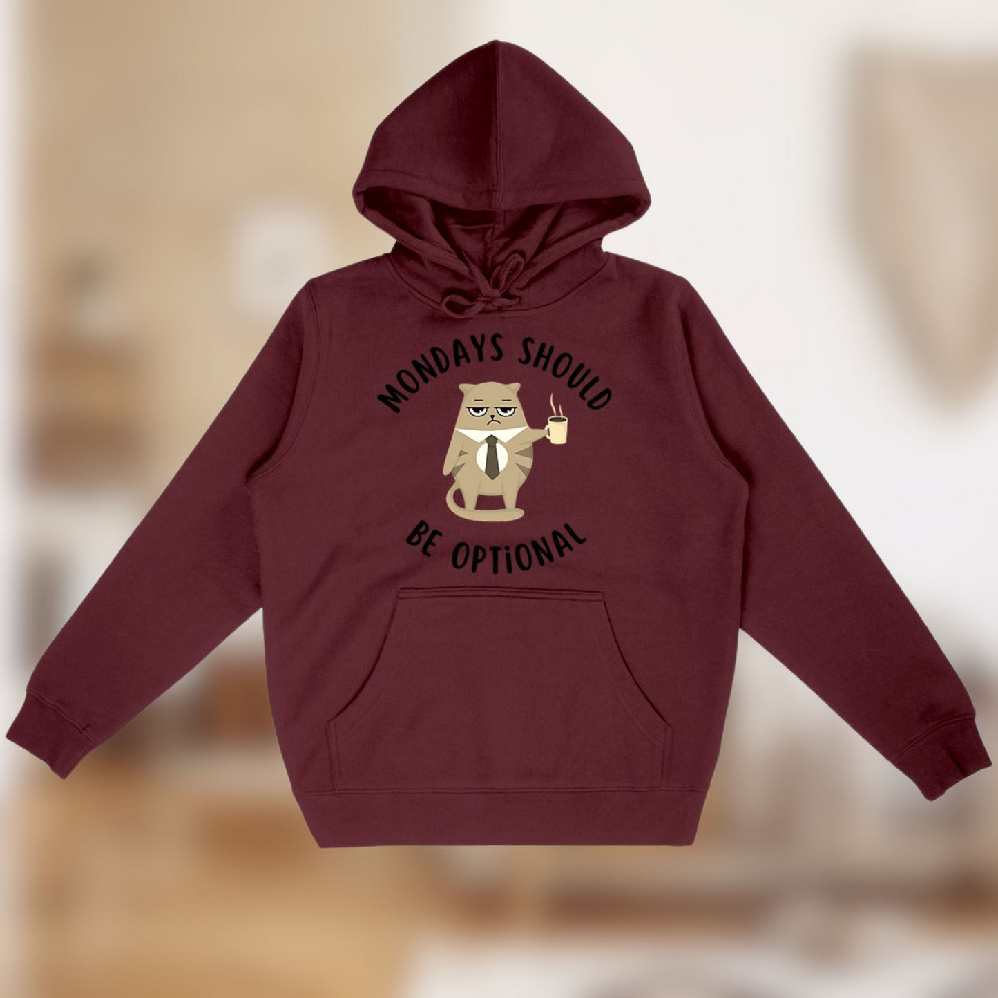 Sweat à capuche “Monday Mood” – Chill, café & flemme assumée ☕🦥
